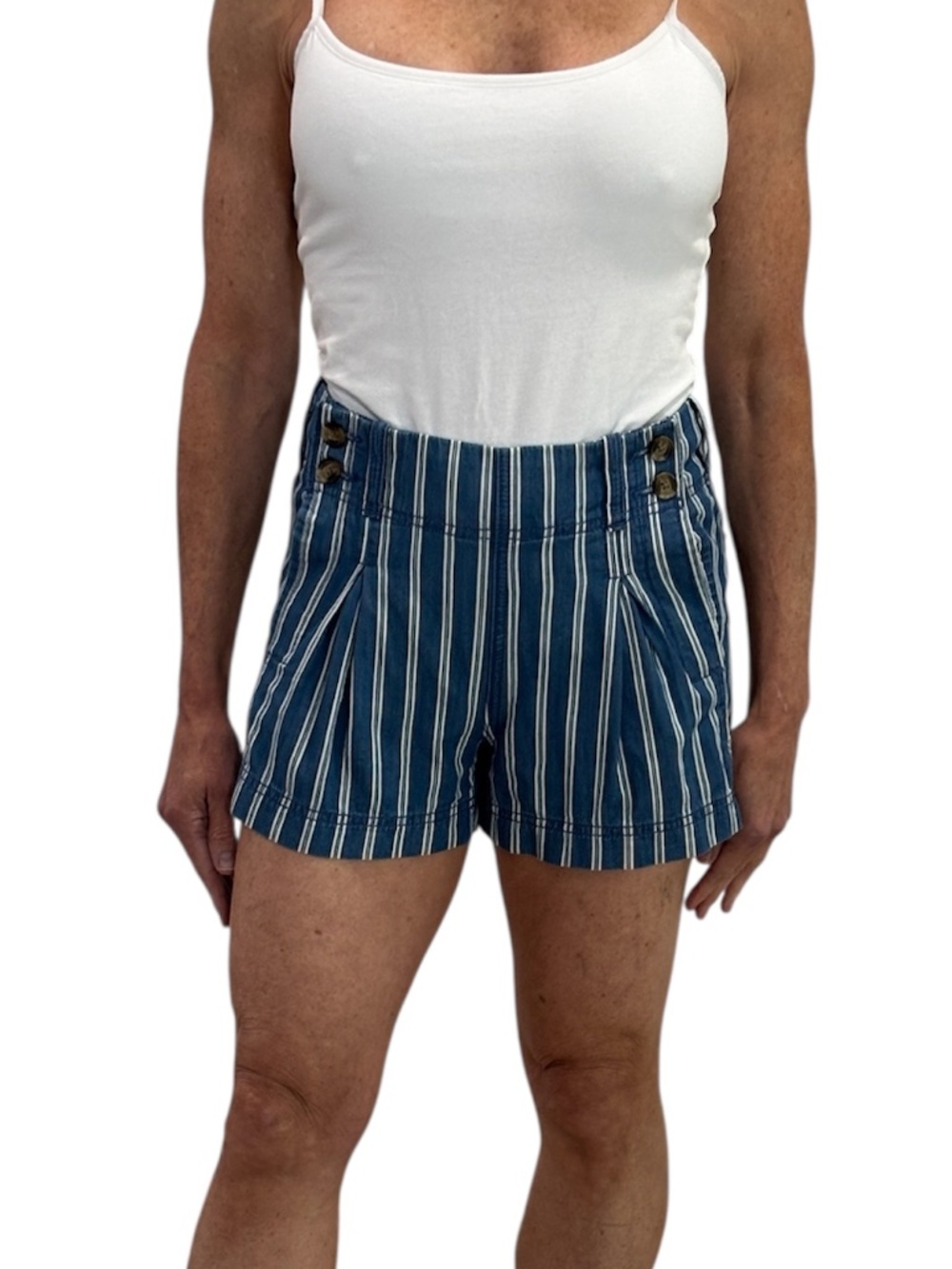 American Eagle High-Waist Pleated Shorts - Blue & White Size 2